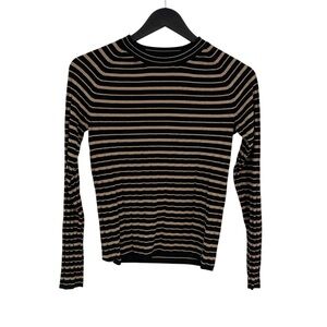 Theory Black and Cream Striped Top